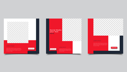 Set of Editable minimal square banner template. suitable for social media post and web internet ads. Vector illustration with photo design