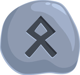 Bind rune symbol carved on a grey stone representing protection, strength, and power