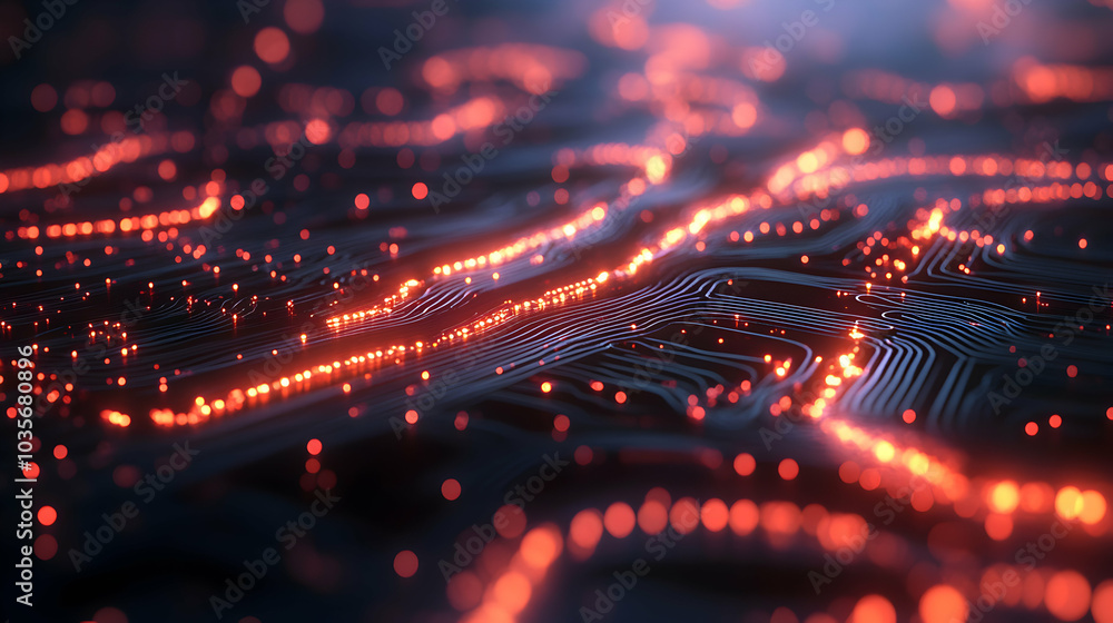 Aufkleber digital visualization of energy transfer through electrical systems in abstract representation