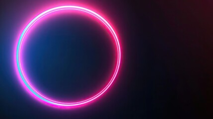 Obraz premium Glowing neon circle on dark background, mesmerizing art design.