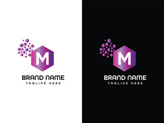 M letter Leaf Logo Aeroplane logo Design  Template