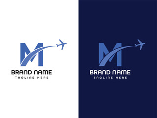 M letter Leaf Logo Aeroplane logo Design  Template