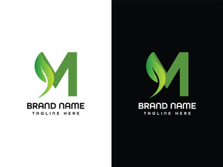 M letter Leaf Logo Aeroplane logo Design  Template