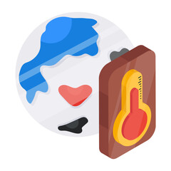 Thermometer with globe denoting concept of global temperature 

