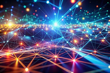 Cybernetic Network Visualization: Glowing Lines and Dots in a Futuristic Digital Plexus Environment for Big Data