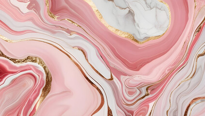 Elegant Pink and Gold Marble Texture with Fluid Art Design