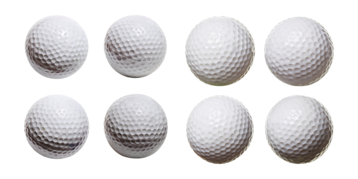 White Golf Balls on Black Background, PNG set collection, isolated on transparent background