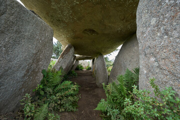big megalithic Dolmen next to  Trecastel, Brittany, France
