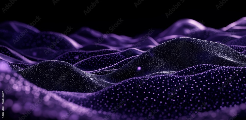 Poster digital data communication is represented in this modern illustration by dots connected by a wave wi