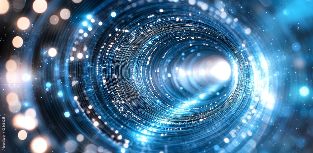 Poster a digital hologram stage with a hi-tech architect element in the background. a abstract futuristic h