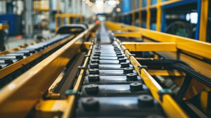 A conveyor belt transporting goods in a factory, industrial setting with machinery and production lines, Minimalist style