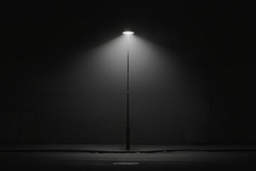 Single Street Lamp Illuminating Foggy Night