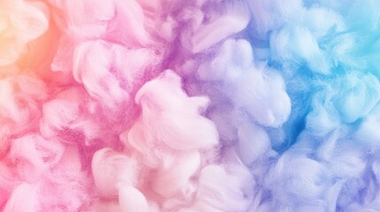 Obraz premium A seamless background of rainbow-colored cotton candy, with fluffy pastel textures covering the frame in soft pinks, blues, and purples.