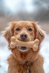Obraz premium dog with a toy bone. Selective focus