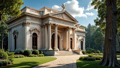 Fototapeta premium Majestic Classical Courthouse with Lush Lawns