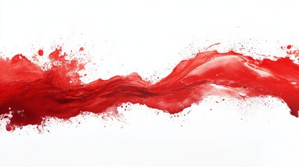 Abstract red in splash, paint, brush strokes, stain grunge on white background, Japanese style