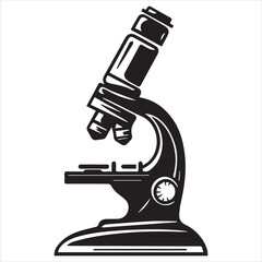simple logo of a a microscope, on white background