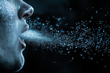 A coughing person spreads the virus