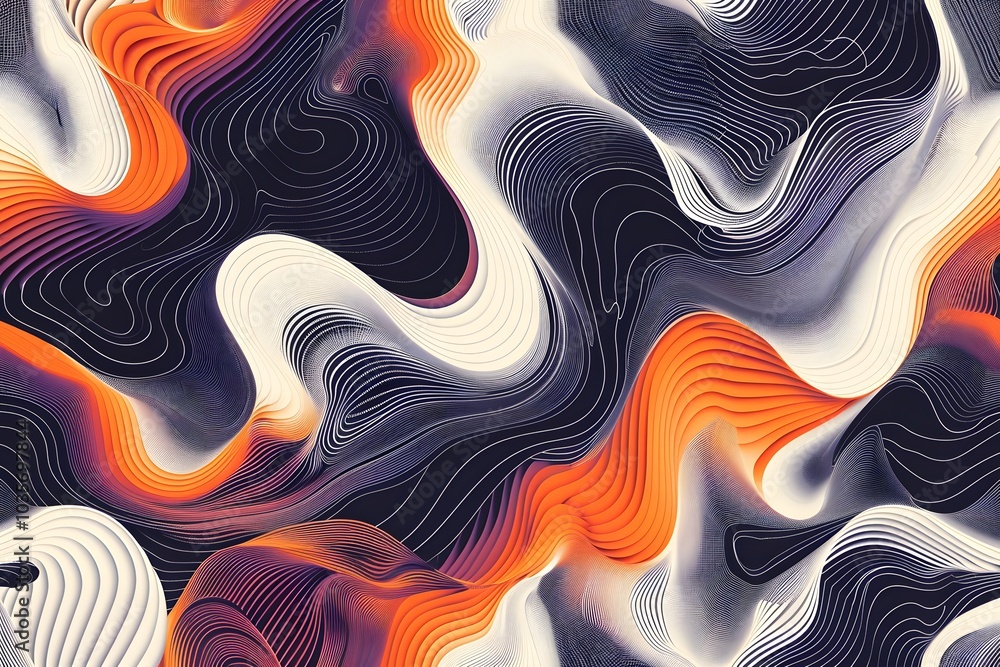 Poster abstract waves of colorful fluid patterns