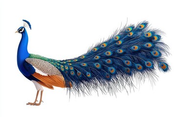 Fototapeta premium Colorful peacock with elaborate feathers