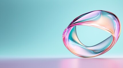 A colorful 3D abstract sculpture with smooth curves, set against a soft gradient background, evoking modern design and artistic elegance.