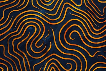 Abstract Swirling Patterns in Gold and Dark Blue