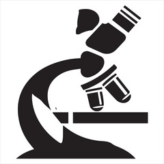 simple logo of a a microscope, on white background