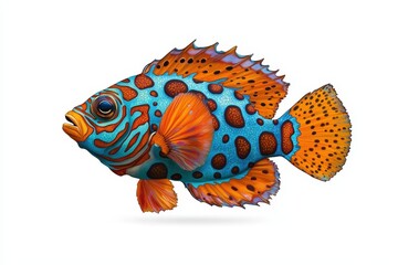 Colorful tropical fish, white isolate background