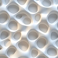 Striking 3D White Geometric Pattern with Subtle Lighting Effects and Minimalist Architectural Design