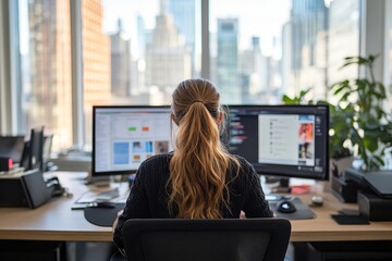 Woman working at her desk, Generative AI