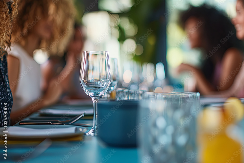 Wall mural woman leading a business meeting with colleagues around the table