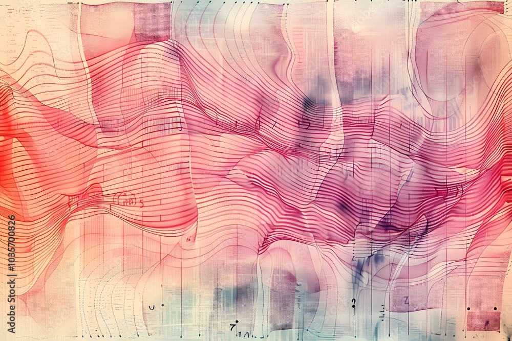 Poster abstract waves of color and data visualization
