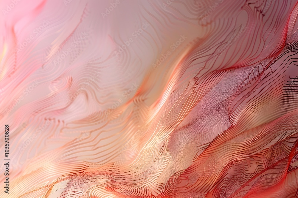 Aufkleber abstract flowing patterns in soft pink and red tones
