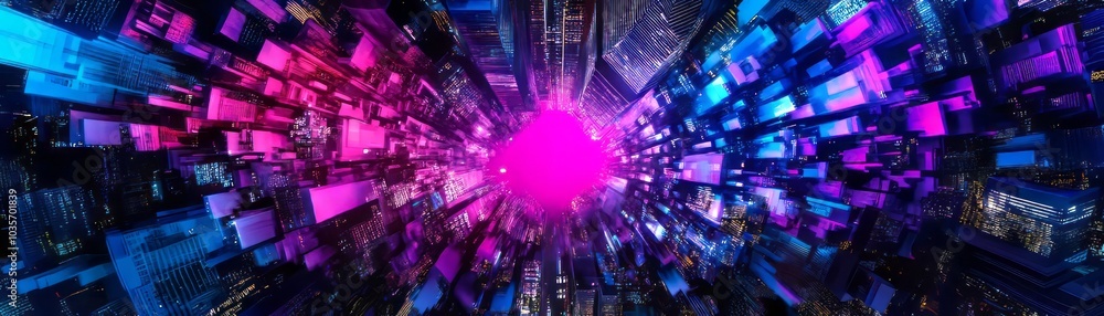 Poster abstract futuristic background with vibrant colors and dynamic shapes, perfect for tech designs.