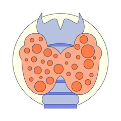 Stylized thyroid gland with abstract shapes, symbolizing thyroid function and health.