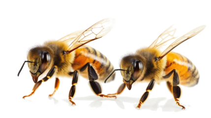 Bees Walking Towards Each Other on a Transparent Background Generative AI