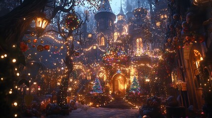 A Whimsical New Year Fairy Tale Scene with Enchanted Lights