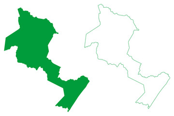Entre Rios municipality (Bahia state, Municipalities of Brazil, Federative Republic of Brazil) map vector illustration, scribble sketch Entre Rios map