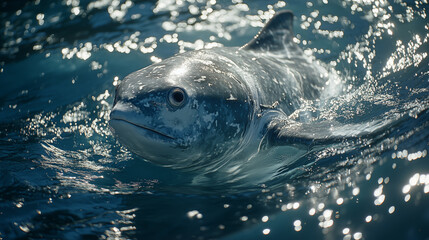 Close-up of a fish swimming in shimmering water