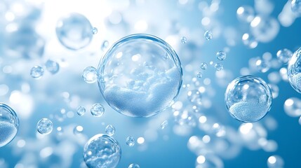 Minimalist Blue Spheres or Bubbles Abstract Background Composition