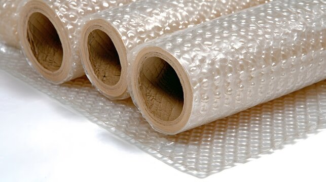 Secure Packaging: A close-up of bubble wrap enveloping fragile items. The protective layers ensure safe transit. 