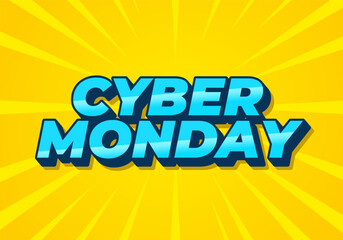 Cyber monday. Text effect in 3D and bold fonts for digital ads