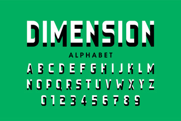 Optical illusion. Impossible shape style font design, alphabet letters and numbers vector illustration