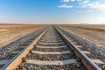 Railroad Tracks Stretching Through a Desolate Landscape
