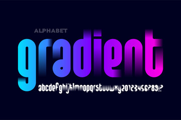 Gradient. Modern lowercase font design, alphabet letters and numbers vector illustration