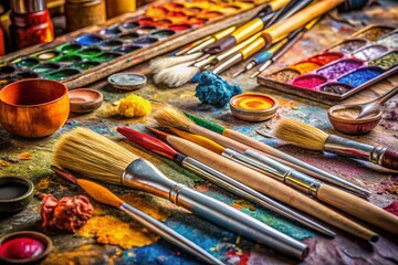 Obraz premium Essential Art Tools for Painting, Drawing, and Modeling – Macro Photography