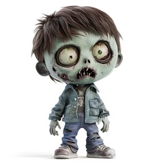 Cute Zombie Boy Character 3D Illustration