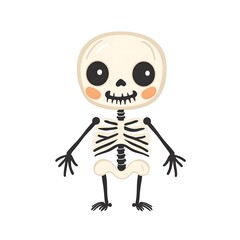 Cute Cartoon Skeleton Illustration  Halloween Character Design