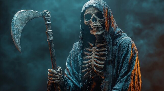 Grim Reaper with Scythe and Skull   Halloween Costume  Fantasy  Horror  Supernatural