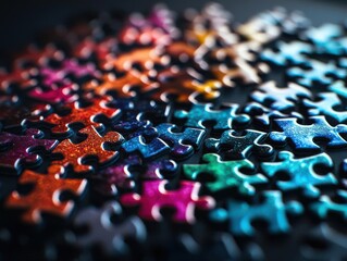 Fototapeta premium A 3D puzzle with each piece representing a different search query, symbolizing the complexity of search engines